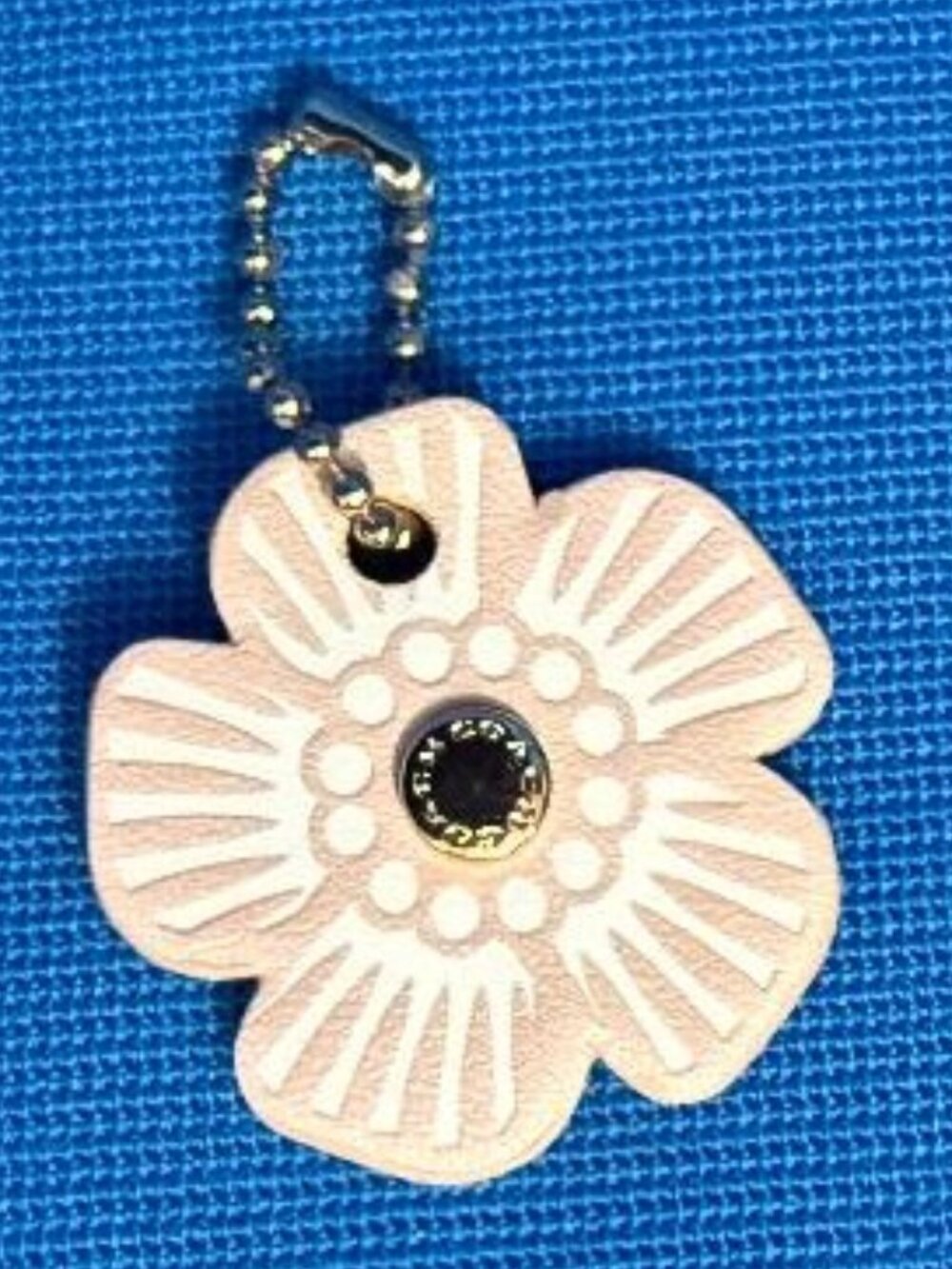 COACH FLORAL FLOWER / TEA ROSE HANG TAG CHARM BALL CHAIN CLASP KEYCHAIN HANDBAG